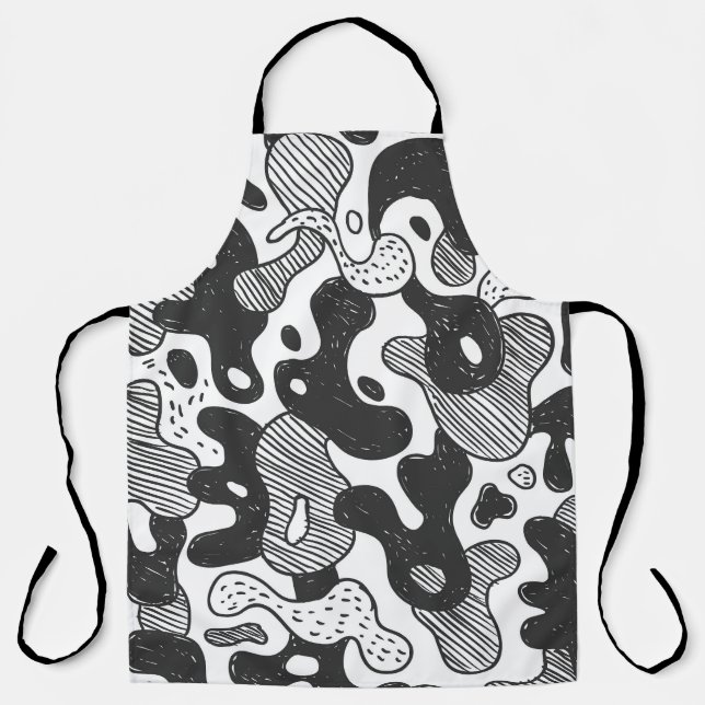 Delantal Resumen Doodle Camouflage Estilo negro (Anverso)