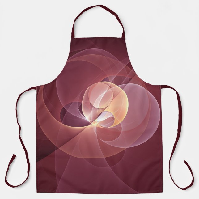 Delantal Resumen Elegante Vino Moderno Arte Fractal Rojo (Anverso)