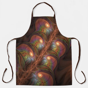 Delantal Resumen fluorescente colorido Trippy Brown Fractal