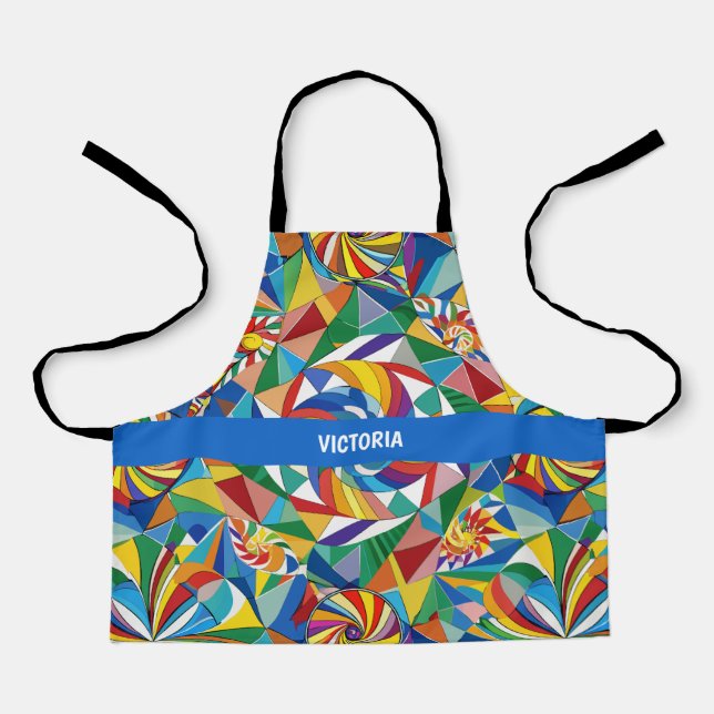 Delantal Resumen Formas Personalizado Arcoiris Patrón (Anverso)
