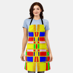 Delantal Resumen geométrico contemporáneo oro/azul/amarillo