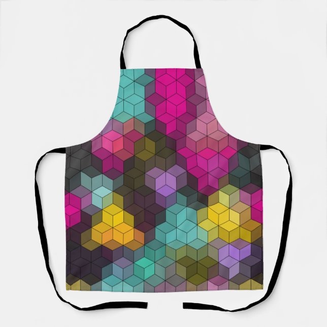 Delantal Resumen hexágono moderno geométrico forma mosaico (Anverso)