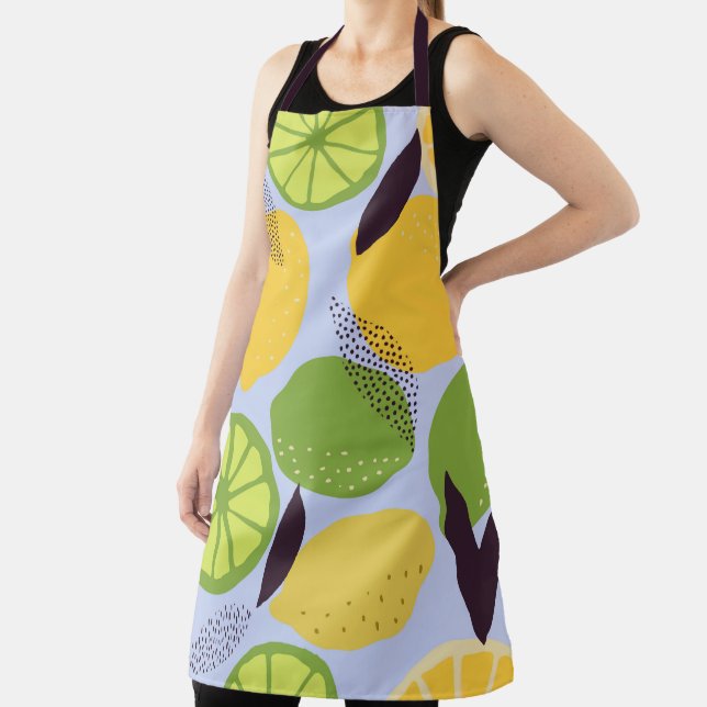 Delantal Resumen Impresión del patrón de cítricos de limón  (in situ)
