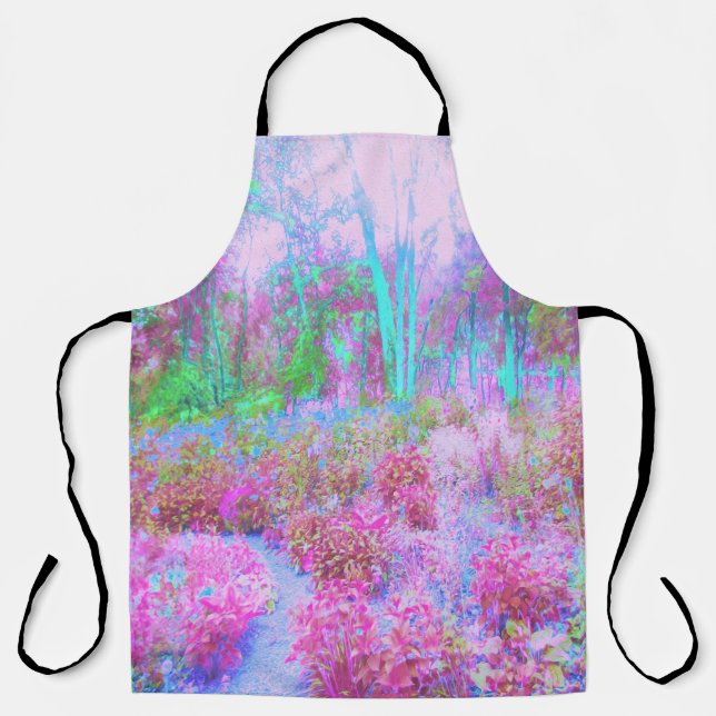 Delantal Resumen impresionista rosa y turquesa (Anverso)