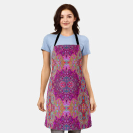 Delantal Resumen Magenta Pink, Blue y Red Groovy Pattern