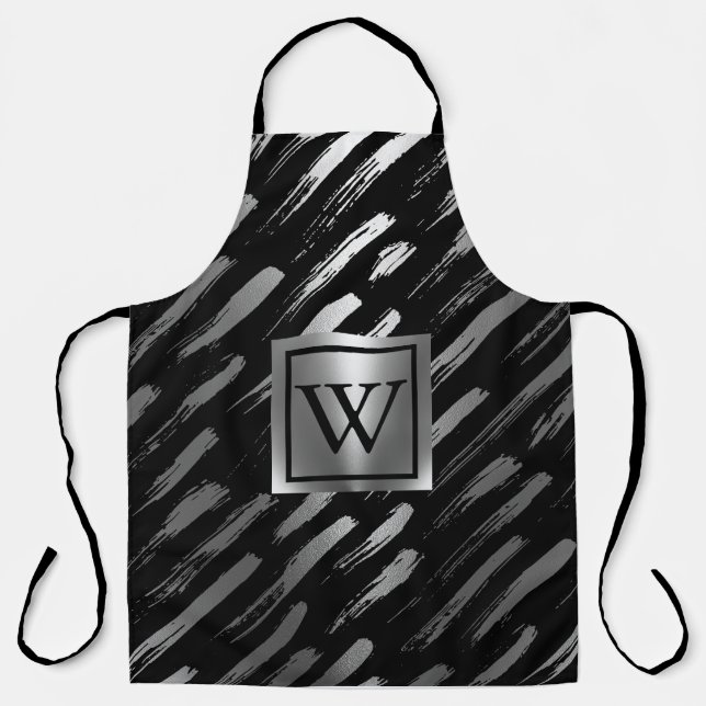 Delantal Resumen metálico negro y plateado (Anverso)