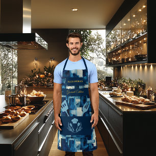 Delantal Resumen monocromo azul - Cocina culinaria moderna
