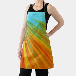 Delantal Resumen naranja amarillo rojo rayas verdes en azul