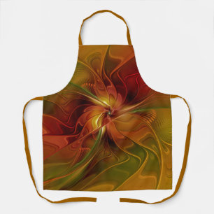 Delantal Resumen Naranja rojo Brown Flor de arte fractal ve