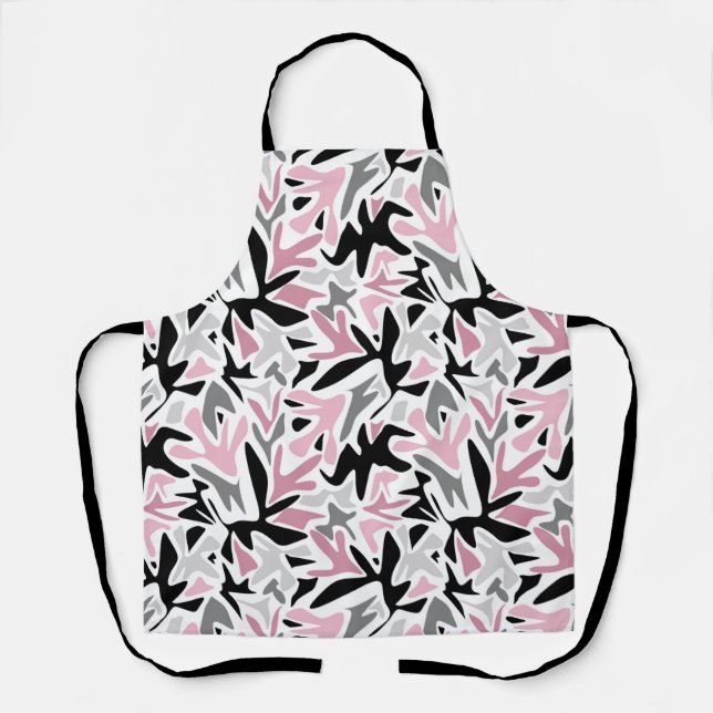 Delantal Resumen, negro y rosa, joven, píldora moderna de l (Anverso)