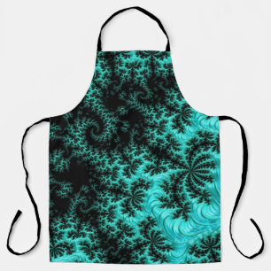 Delantal Resumen Patrón fractal verde negro