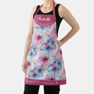 Delantal Resumen Pink Purple bonito floral personalizada