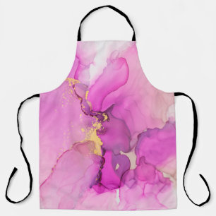 Delantal Resumen púrpura, lílica, rosa, fondo dorado, 