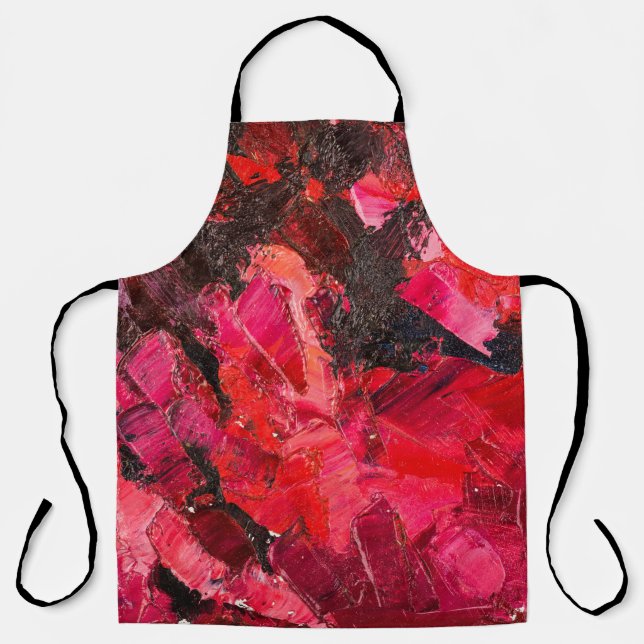 Delantal Resumen rojo oscuro, pintura de lona de aceite. (Anverso)