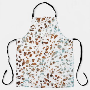 Delantal Resumen Terrazzo Mosaic Rust Brown & Blue Pattern