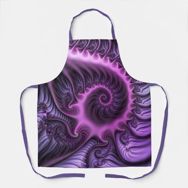 Delantal Resumen Vivid Guay Pink Purple Fractal Art Spiral (Anverso)