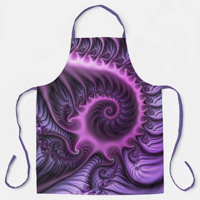 Delantal Resumen Vivid Guay Pink Purple Fractal Art Spiral (Anverso)