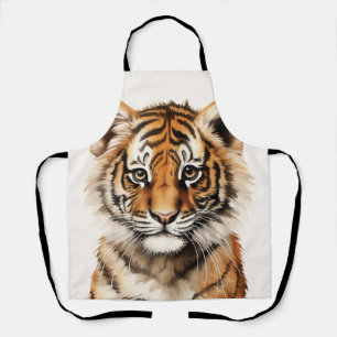 Delantal Retrato acuarela de un pequeño tigre
