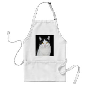 Delantal Retrato de gato blanco y negro