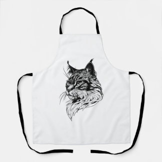 Delantal Retrato de gato dibujado a mano