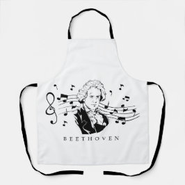 Delantal Retrato de Ludwig van Beethoven y busto con notas