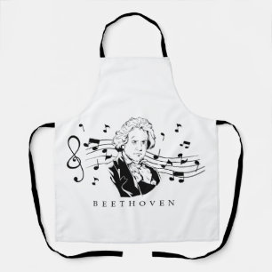 Delantal Retrato de Ludwig van Beethoven y busto con notas