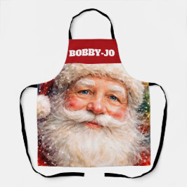 Delantal Retrato de Santa Claus en una alegre Navidad