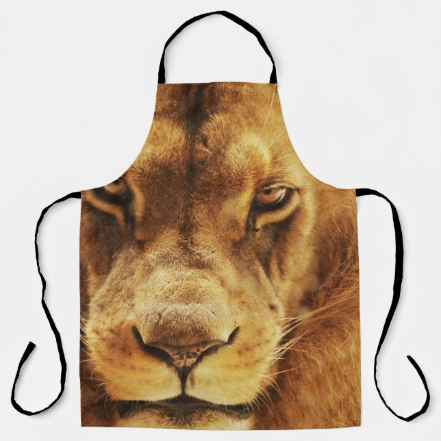 Delantal Retrato de un león africano macho. (Anverso)