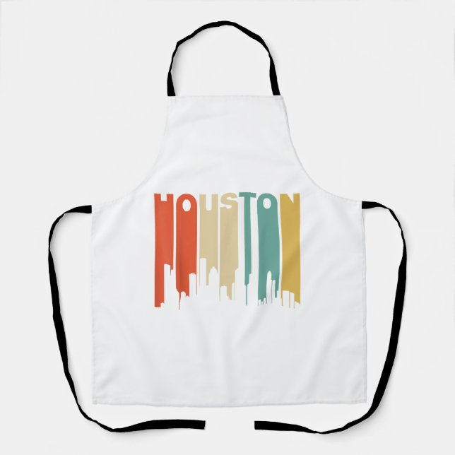 Delantal Retro 1970's Style Houston Texas Skyline  (Anverso)