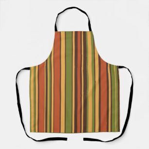 Delantal Retro 50 años 60 70 Stripes Naranja Aguacate Brown