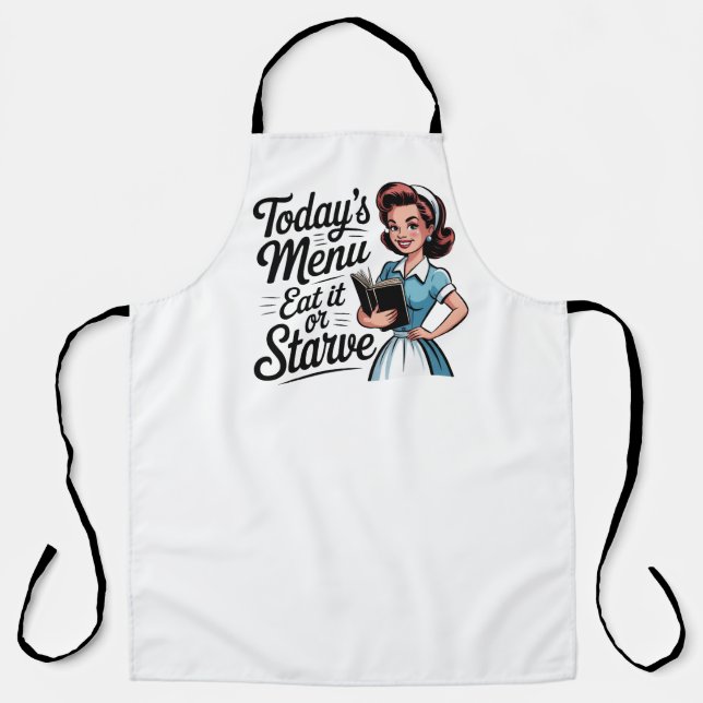 Delantal Retro 50s Waitress – Funny Vintage Kitchen (Anverso)