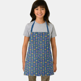 Delantal Retro Azul Flores Patchwork Infantil
