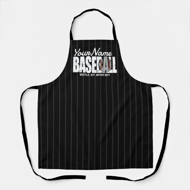Delantal Retro Béisbol ADD NOMBRE Pinstripe Team Player (Anverso)