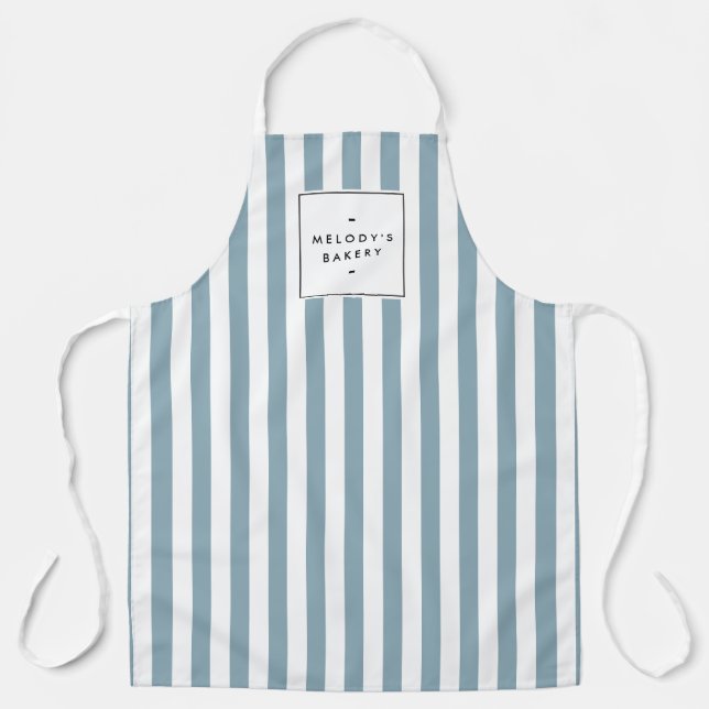 Delantal Retro Blue Candy Stripes Apron (Anverso)
