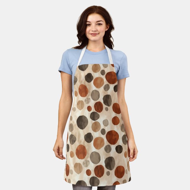 Delantal  Retro Brown Dot Pattern  All-Over Print Apron (Gastado)
