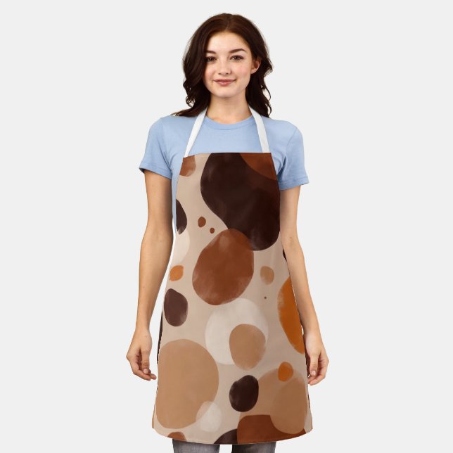 Delantal Retro Brown Dot Pattern All-Over Print Apron (Gastado)