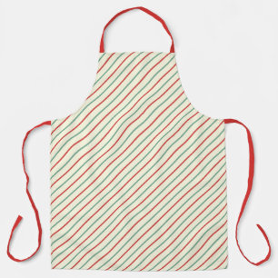 Delantal Retro Candy Cane Navidades Strips Red Green