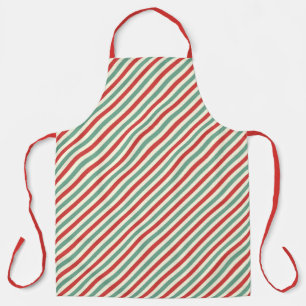 Delantal Retro Candy Cane Navidades Strips Red Green