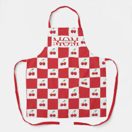 Delantal Retro Cereza Rojo y Blanco  Gingham Mamá Personali