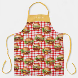 Delantal Retro Cheeseburger Personalized Name