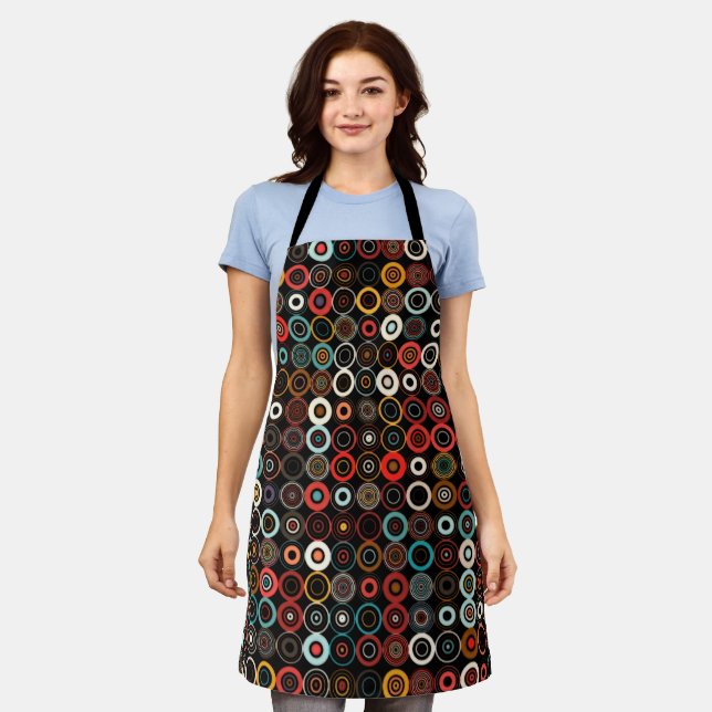 Delantal Retro Círculo Boho Apron - Color de la cocina (Gastado)