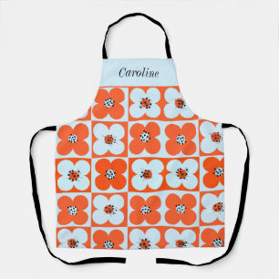 Delantal Retro Daisy Naranja Boho Pattern Personalizado