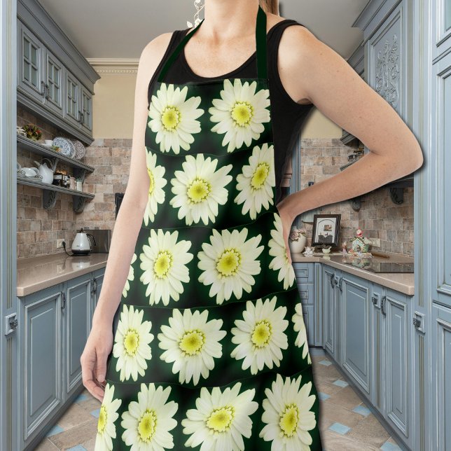 Delantal Retro  daisy pattern  in  dark green (Subido por el creador)