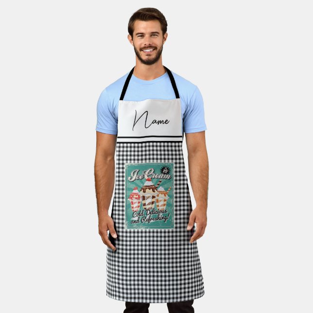 Delantal Retro De Crema De Hielo (Gastado)