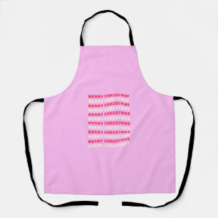 Delantal Retro Feliz Navidad Pink Holiday Decppy Preppy