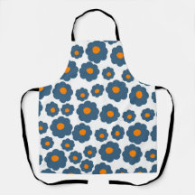 Retro floral azul y Naranja caprichoso, alegre