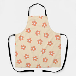 Delantal Retro Floral caprichoso y Naranja, alegre