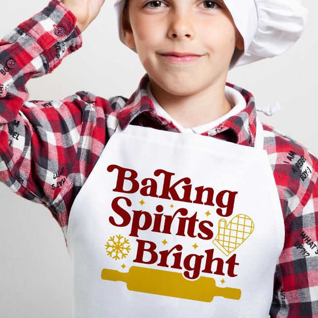Delantal Retro Groovy Baking Spirits Navidades brillantes (Retro Groovy Baking Spirits Bright Christmas Adult Apron)