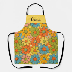 Delantal Retro Groovy Flower Power de los 70