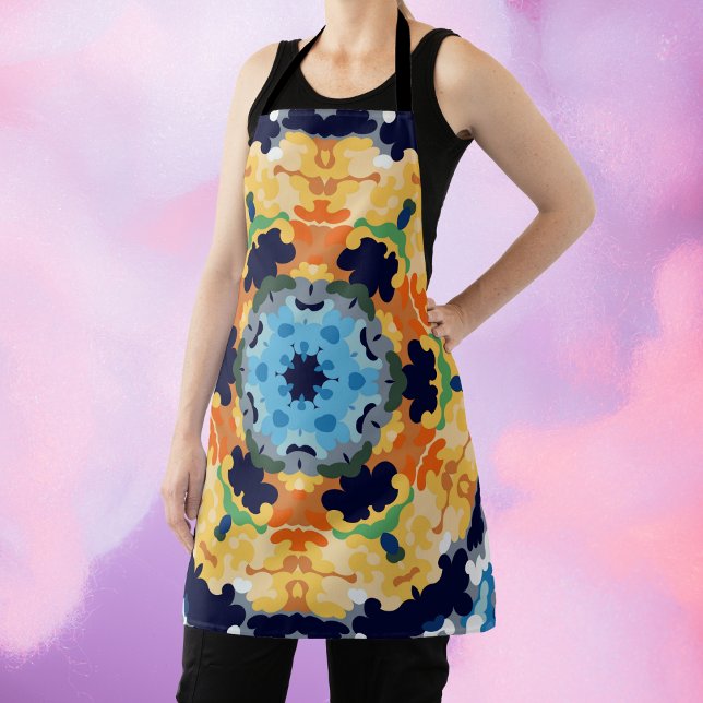 Delantal Retro Mandala amarillo azul y Naranja (Subido por el creador)